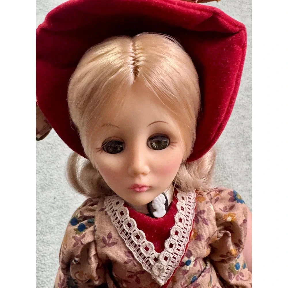 Effanbee Currier & Ives Life in the Country Vintage Doll Red Velvet Floral Dress